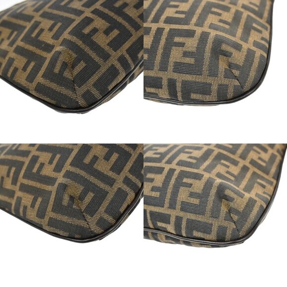 FENDI Logo Mamma Zucca Pattern Shoulder Bag Canvas Leather Brown Italy - Picture 7 of 14
